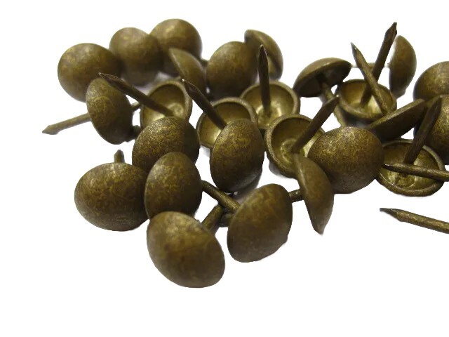 100 UPHOLSTERY NAILS - FURNITURE STUDS TACKS Heico 1660 OLD GOLD SPECKLED CHAIR