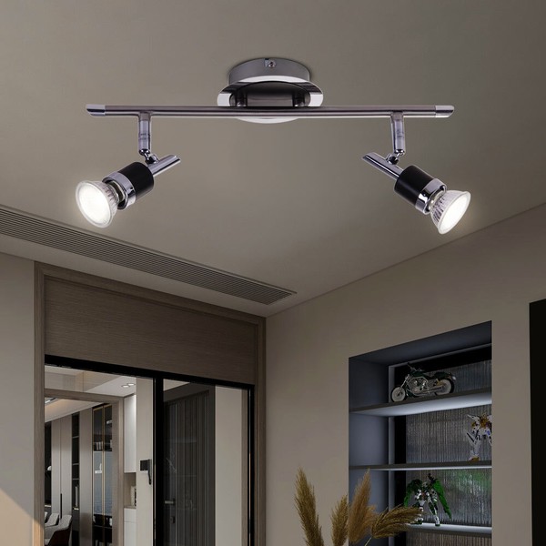 Spotleuchte Deckenlampe Flurlampe 2-Flammig Stahl Strahler Beweglich Schwarz-image