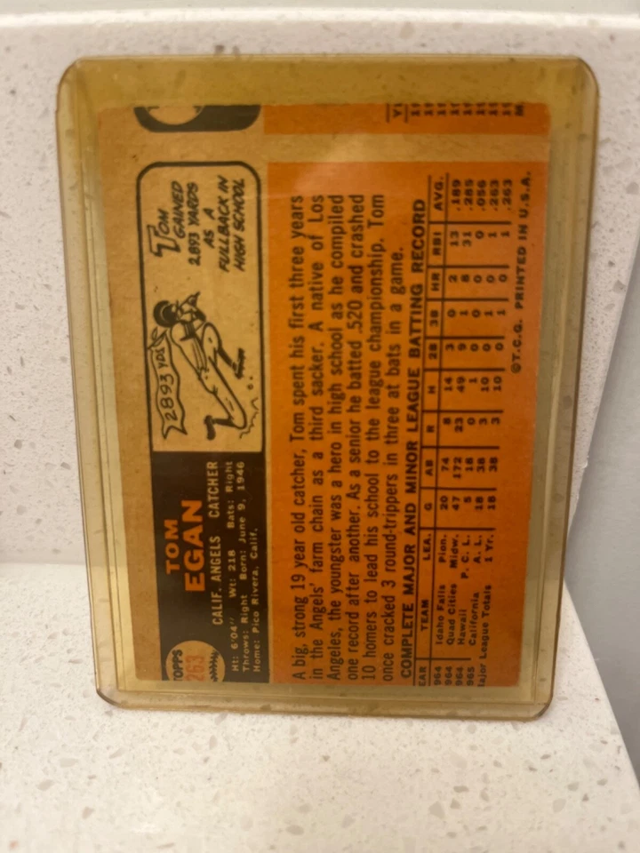 1966 Topps MLB History - #258 Dave Giusti Misprint Tom Egan Angels C on Back - Image 2 of 2