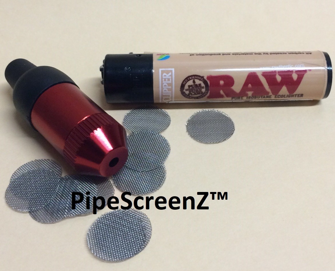 RED 'Sneak a Toke' Pocket Tobacco Pipe + SCREENS + RAW CLIPPER LIGHTER 