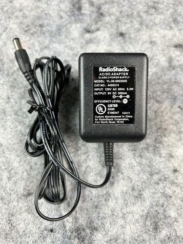 Radio Shack 4400314 AC Adapter Power Supply 9 Volt DC 300mA Barrel Plug ...