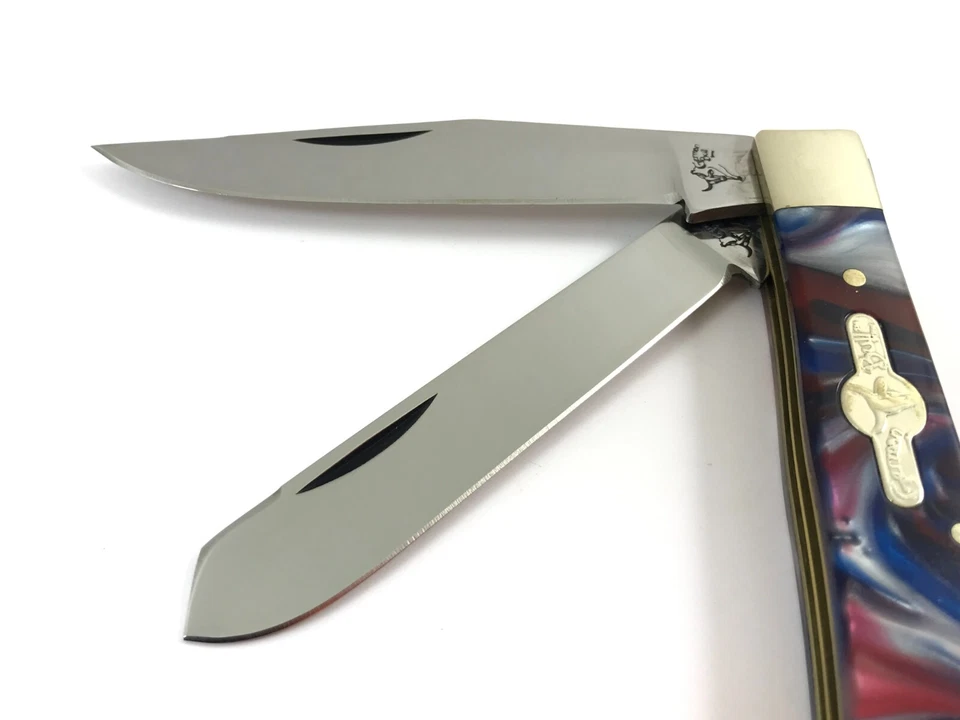German Bull Trapper Knife Red White Blue Patriotic Hand Made 7775-LP - Image 2 of 4