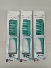 3x Conair Earth-Friendly Planet Upcycled Detangling Shower Comb w/ Hook, Green