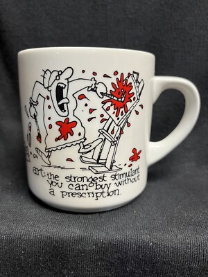Art Artist Red Paint All Over Stimulant Coffee Cup Mug Cat Red Paint Footprints