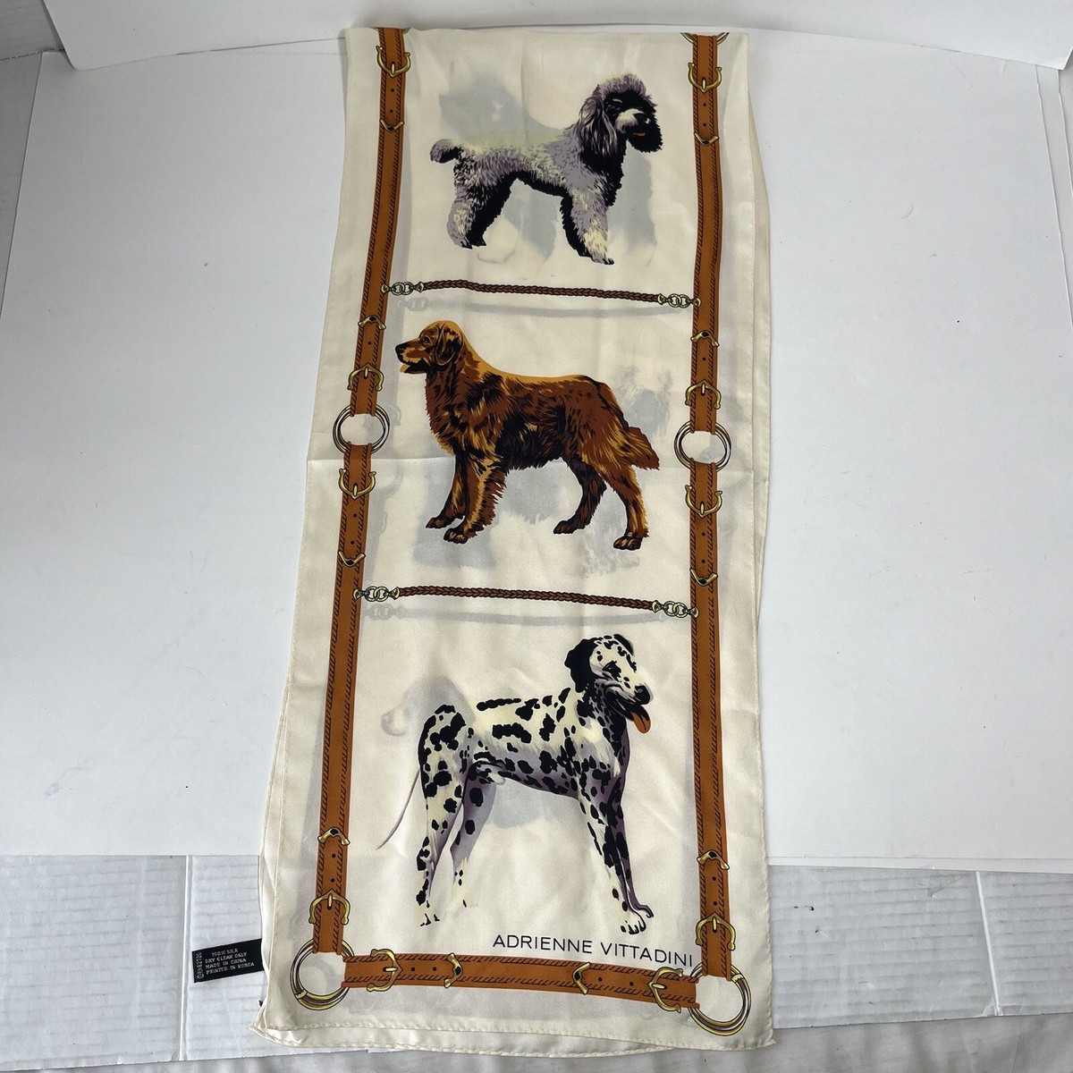 NWT HANDMADE Silk Girls and their dogs 22” x 22” Scarf #2 L982 Sweet Pink Sakura Human Silk Scarf | MemoCool Pet main image 2