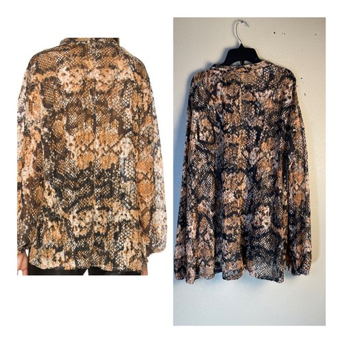 Free People Womens Size XS Sheer Top Out For The Night in Snake Combo NEW - Picture 2 of 9