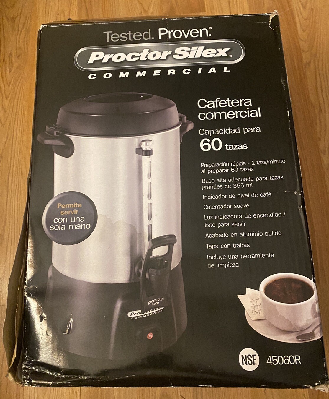 Proctor Silex Commercial 45060R 60 Cup Coffee Urn, 120V, Aluminum (USED 4X)
