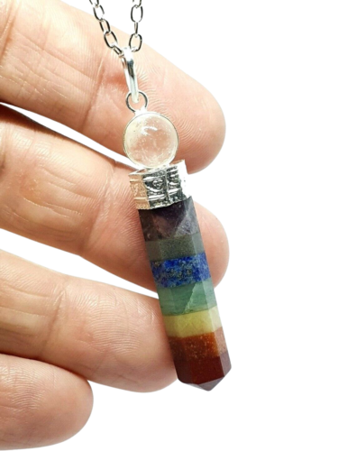7 Chakra Necklace Quartz Crystal Pendant Chain Natural Crystal Energy Healing - Picture 1 of 21