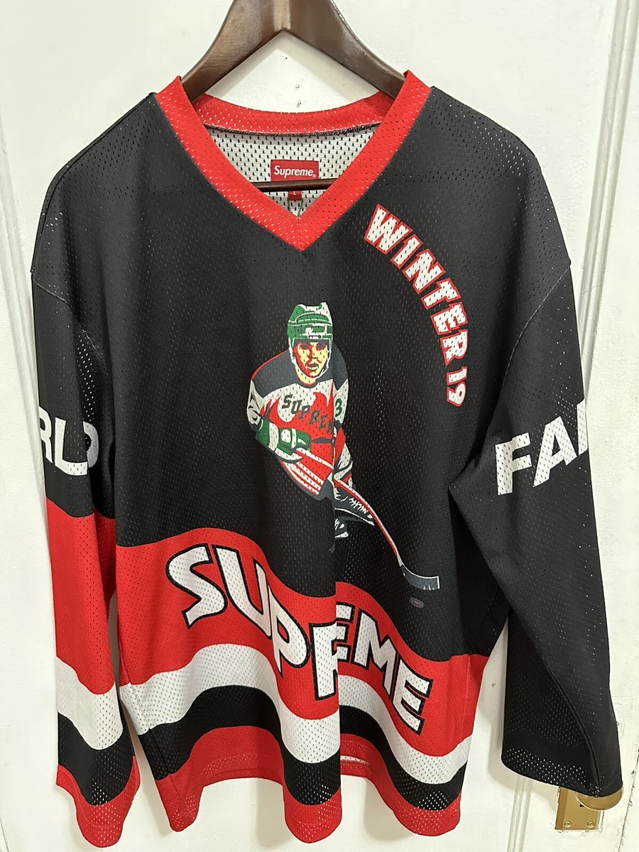 Supreme Crossover Hockey Jersey FW19 White Black Red Men’s Size Medium