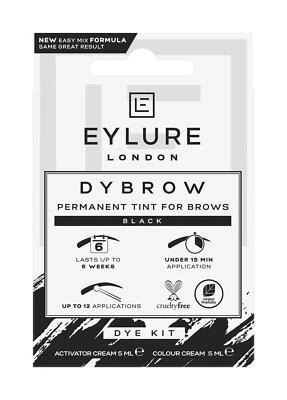 Eylure Dybrow Black - Permanent Tint For Brows, Home Eyebrow Dye Kit