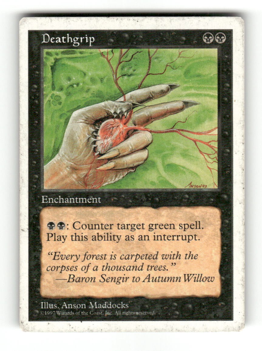 Deathgrip Uncommon Fifth Edition Magic: The Gathering Moderately Played
