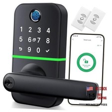 Keypad Smart Door Lock with Handle: Keyless Entry Fingerprint Lock - Digital