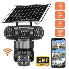 V380PRO 3 Lens 6MP Solar Home Security Camera Outdoor Wifi Wireless PTZ CCTV NEW