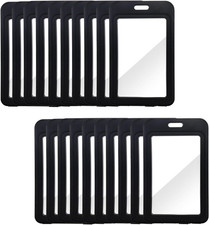 20 Pack ID Badge Holder with Double-Sided Transparent Windows, Black Vertical H