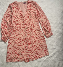 Vince Camuto Women’s Dress Size 14 V Neck Lined Feminine Pink Red Lightweight