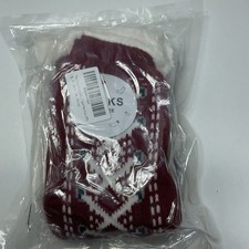 Unbranded Red White Fair Isle Fleece Lined Slipper Socks One Size