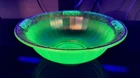 Northwood #631 Topaz Carnival/Stretch Glass Decorated Flared Bowl "NICE"