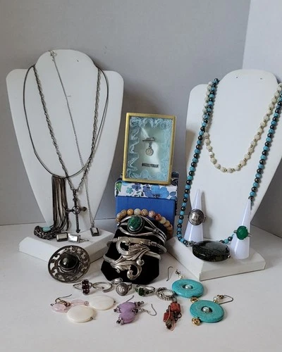 Vtg Sterling 925&999 A Wee Bit Of Gold & Precious Stone Mixed Jewelry Lot