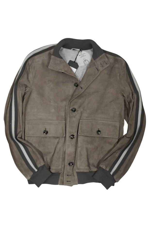 Chaqueta Bomber Kiton $12,250 Gamuza Piel de Cordero en Taupe ITALIA Talla 50 IT 40US Foto 3 de 4
