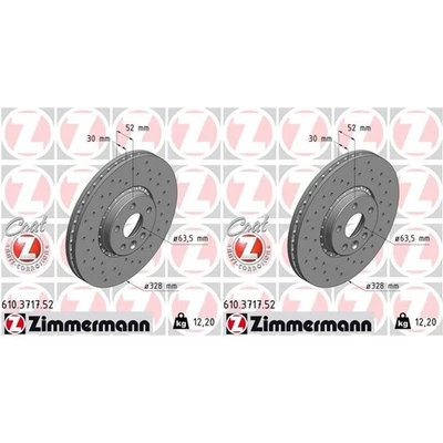2x ZIMMERMANN Disques de Frein 328mm Perforé Avant Convient pour Volvo XC60 - Photo 1/2