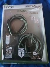iHome 2 Pack USB-C to USB-C CABLE 3X faster Charger Support Up To 60w 6ft, 4ft