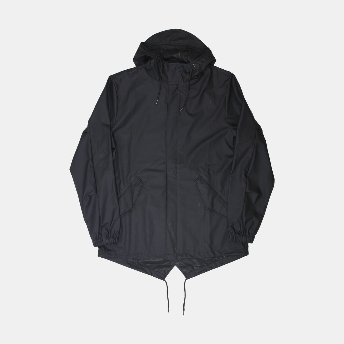Rains Fishtail Jacket Mens Size L Short Black Polyurethane Waterproof Coat