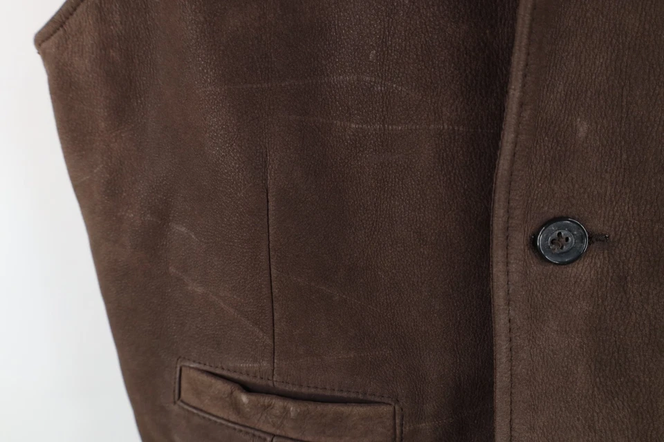 Vtg 90s Gap Mens Medium Distressed Buckle Back Suede Leather Vest Jacket Brown - Image 4 of 4