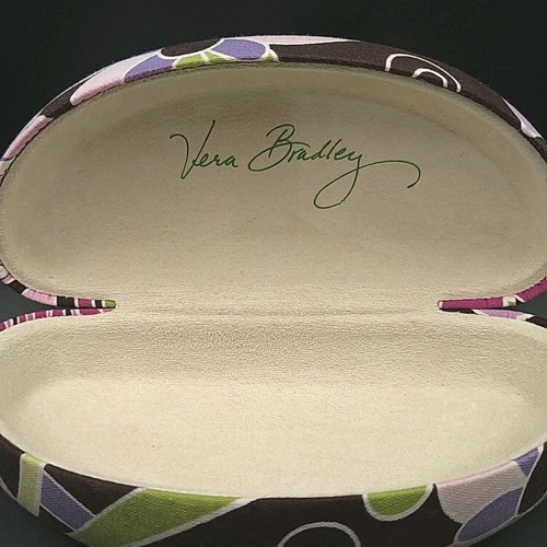 Custodia per occhiali da sole Vera Bradley rigida grande marrone scuro fiori look retrò - Foto 8 di 11