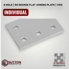 4 Hole 90° Joining Plate | Aluminum | 15 Series (Each) Compatible w/ 80/20 4350