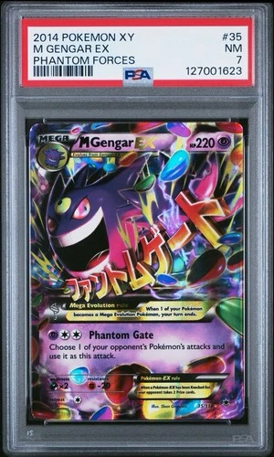 2014 POKEMON XY PHANTOM FORCES ULTRA RARE #121 M GENGAR EX PSA 7