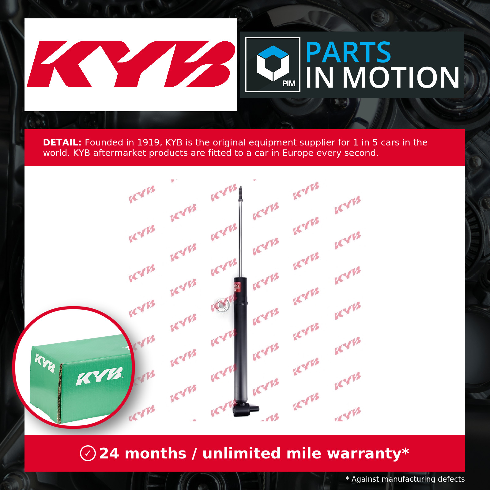 2x Shock Absorbers (Pair) Rear 343302 KYB Damper 8D0513031D 8D0513031F Quality