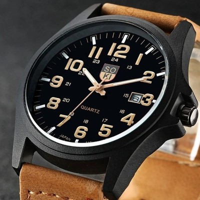 Freizeit Herren Armbanduhr Quarz Lederband Uhren Masculino Relogio Mode