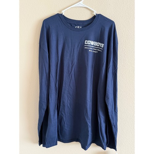 NFL Team Apparel Dallas Cowboys Navy Blue Long Sleeve T-Shirt Mens 2XL New