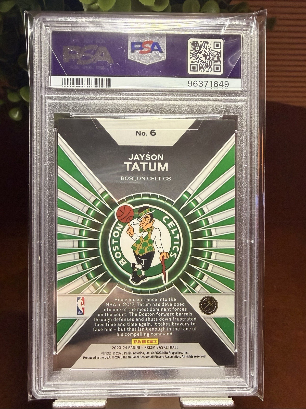 2023-24 Panini Prizm Jayson Tatum Dominance PSA 10 view 2