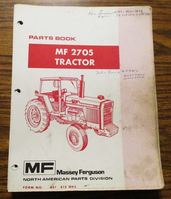 #ad Massey Ferguson MF 2705 Tractor Parts Book Catalog Manual Original 1981 1983 $47.49