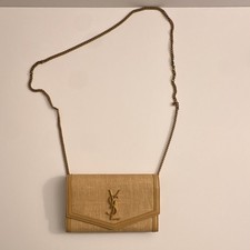 UPTOWN CHAIN WALLET IN MICRO RAFFIA Saint Laurent bag with 3 card slot card case