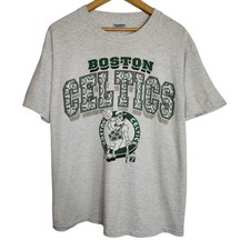 Vintage 1990 Single Stitch Boston Celtics Front Hit Graphic Tee USA Large Read