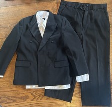 Boys Black Tuxedo Set Jacket, Pants Size 18 Shirt Size 12 Tazio Tux Preowned