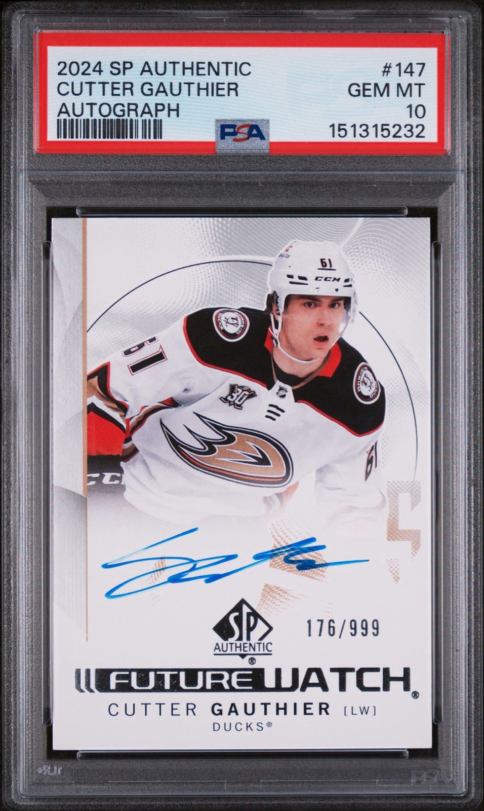 Cutter Gauthier #147 2024-25 SP Authentic Hockey Horizontal Future Watch Limited Auto Patch