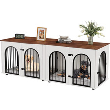Dog Crate Furniture for 2 Dogs, 71" Dog Kennel Indoor with Cushions,Xxl Wooden D