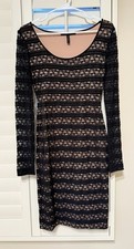 BCBGMAXAZRIA Black Long Sleeve Knee Length Body shape Cocktail Dress, Size XS