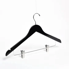Adult Gloss Black Wooden Combination Hangers box of 100