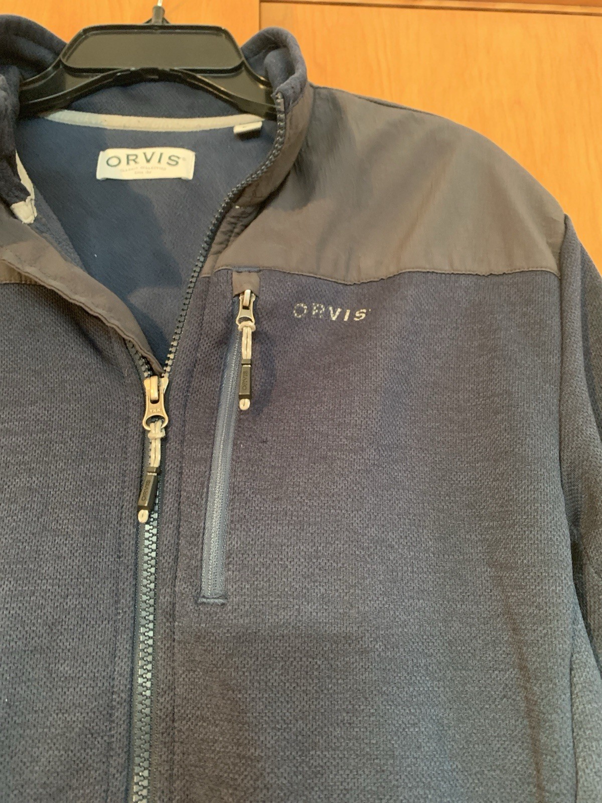 Orvis Heathered Navy Full Zip Performance Jacket Size M Fleece Lined Unisex Fish image 3
