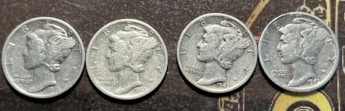 1943-D 10C Mercury Dime .900 Silver All Good Condition