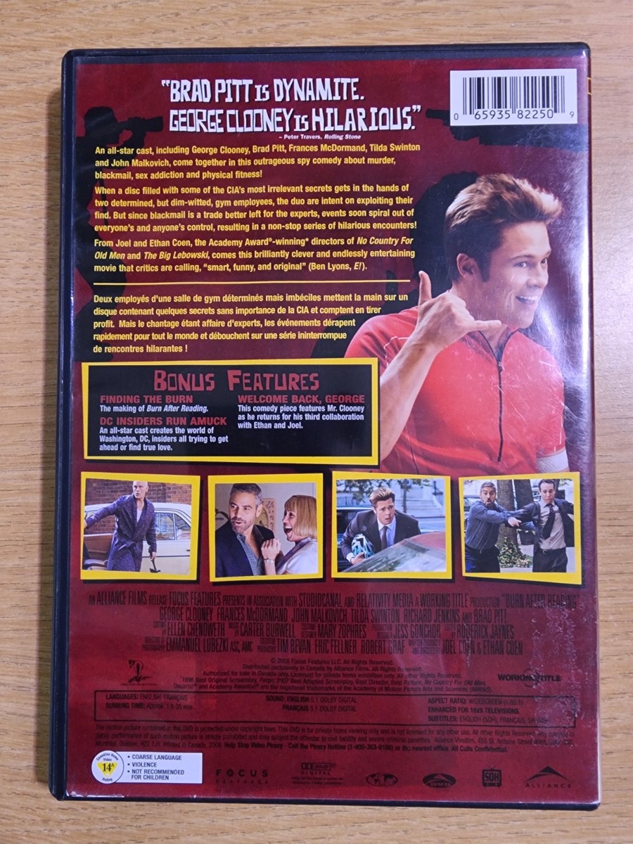 Burn After Reading (DVD, 2008, Widescreen, Bilingual) Clooney