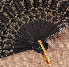 2pcs Vintage Lace Folding Hand Fan Sequin Spanish Dance Flamenco Fan