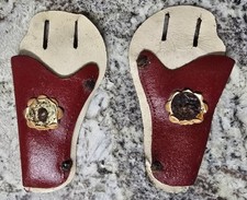 Vintage Pair of Wyandotte Red  White Leather Toy Cap Gun Holsters