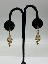 14k Gold Diamond Cut Filigree Drop Dangle Earrings 3.2g
