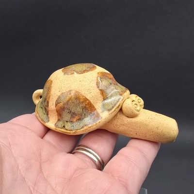 Handmade Studio Pottery Turtle Whistle Signed Art Pottery