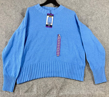Gap Pullover Sweater Womens 2XL Blue Stretch Crew Neck Long Sleeve Ribbed NWT